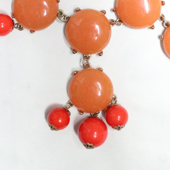 Orange Discs & Hanging Balls Adjustable Costume Jewelry Statement Necklace - Picture 11 of 11